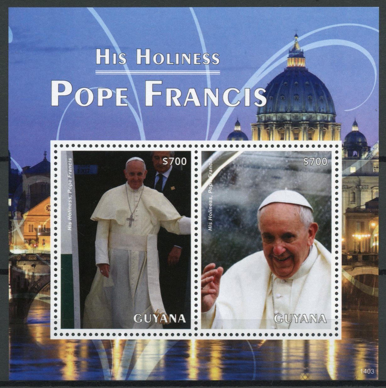 Guyana 2014 MNH His Holiness Pope Francis 1v S/S I Popes Catholic Religion