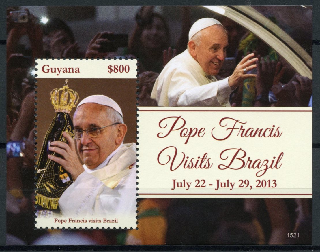 Guyana 2015 MNH Pope Francis Visits Brazil July 2013 1v S/S Popes
