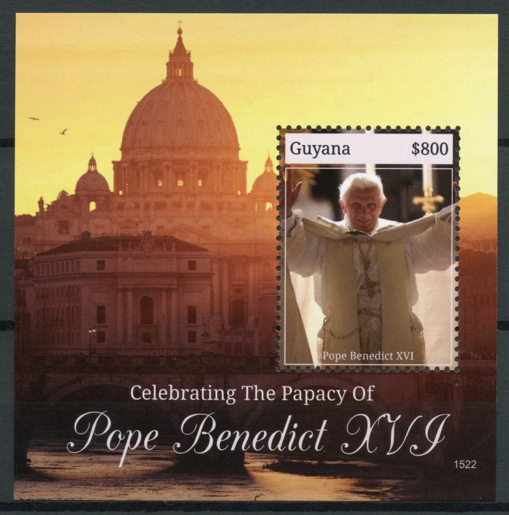 Guyana 2015 MNH Celebrating Papacy of Pope Benedict XVI 1v S/S Popes