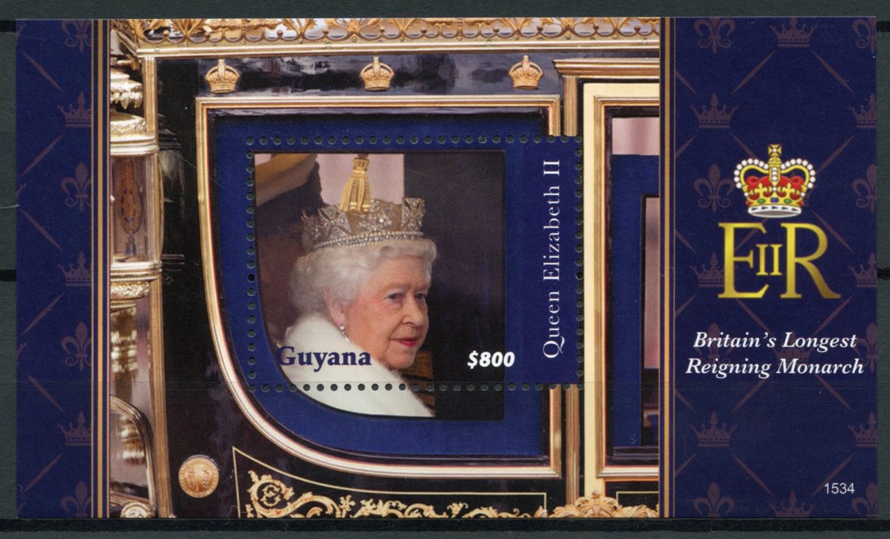 Guyana Royalty Stamps 2015 MNH Queen Elizabeth II Longest Reigning 1v S/S
