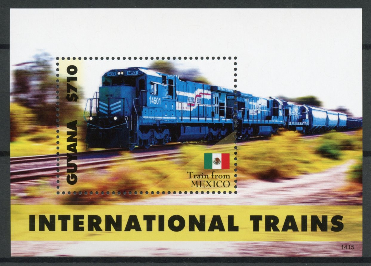 Guyana 2014 MNH International Trains 1v S/S Railways Rail Mexico Stamps
