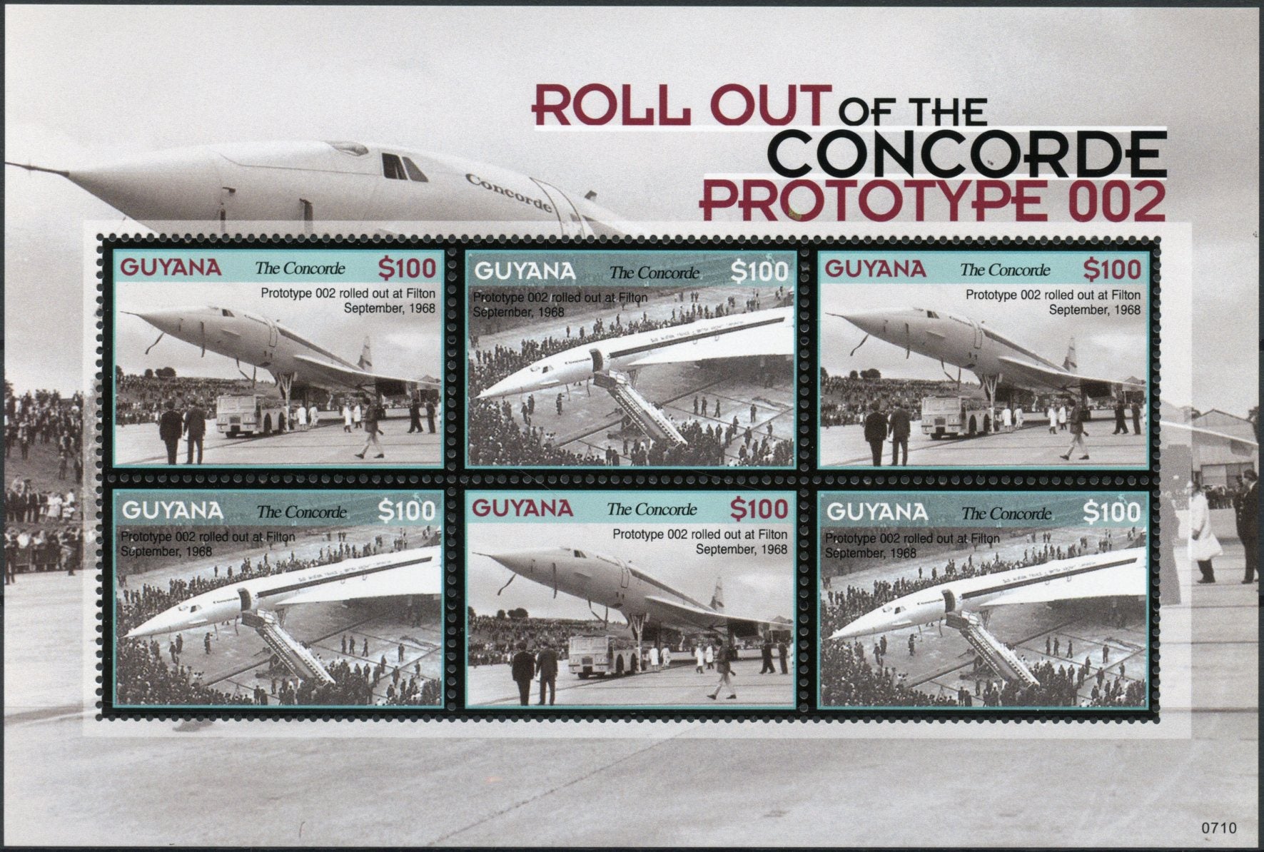 Guyana 2007 MNH Concorde Prototype 002 Roll Out 6v M/S Jet Plane Aviation Stamps