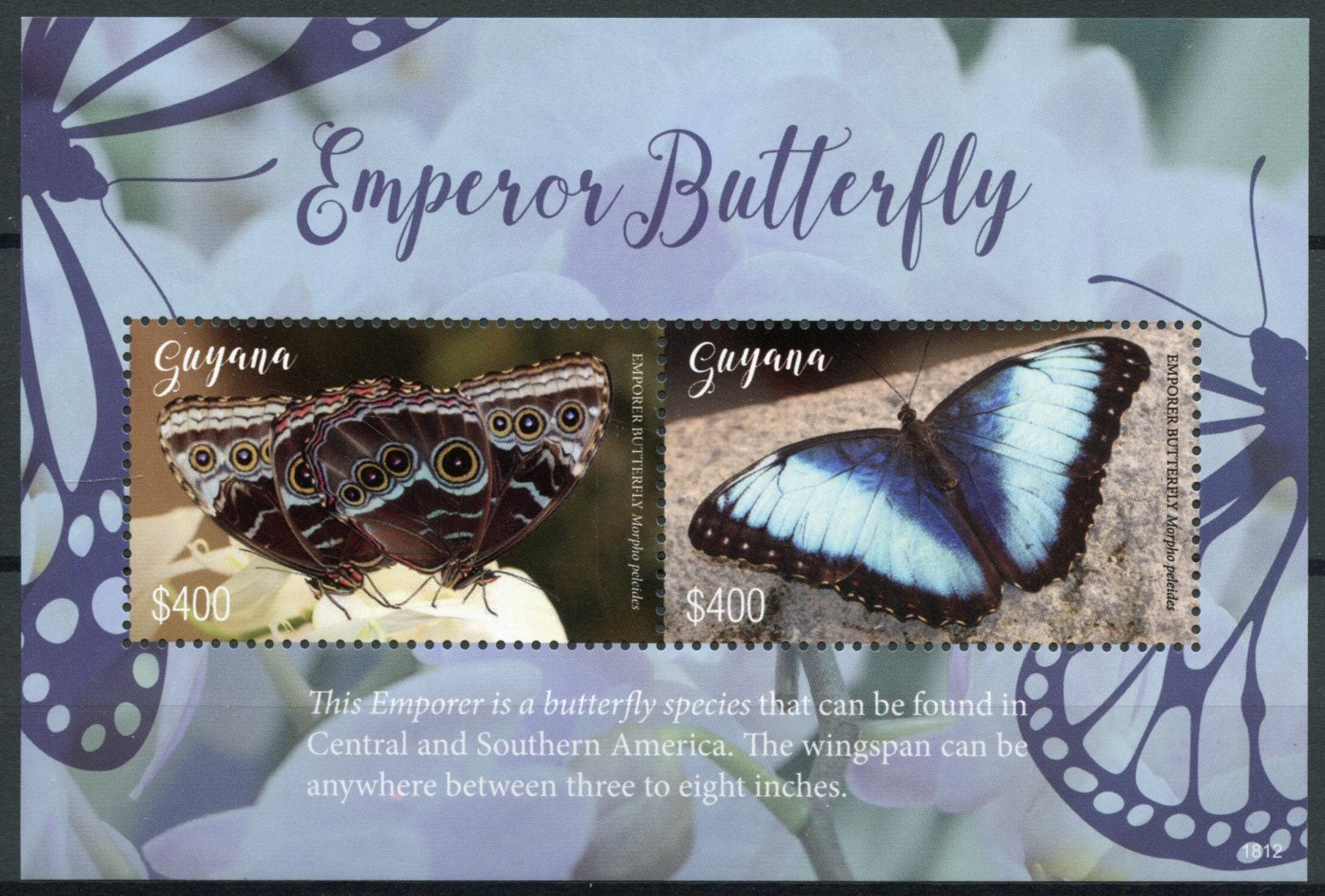 Guyana 2018 MNH Butterflies Stamps Emperor Butterfly 2v S/S