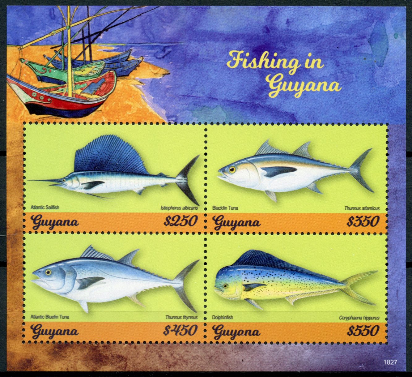 Guyana 2018 MNH Fishing Tuna Sailfish Dolphinfish 4v M/S Fish Fishes Stamps