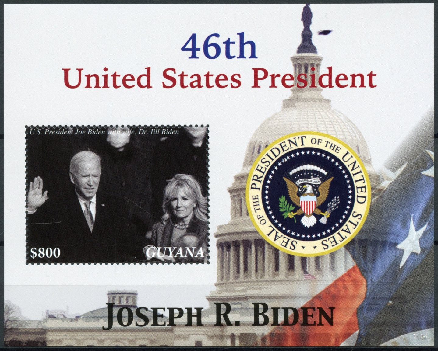 Guyana 2021 MNH Joe Biden Stamps 46th US Presidents Politicians People 1v S/S