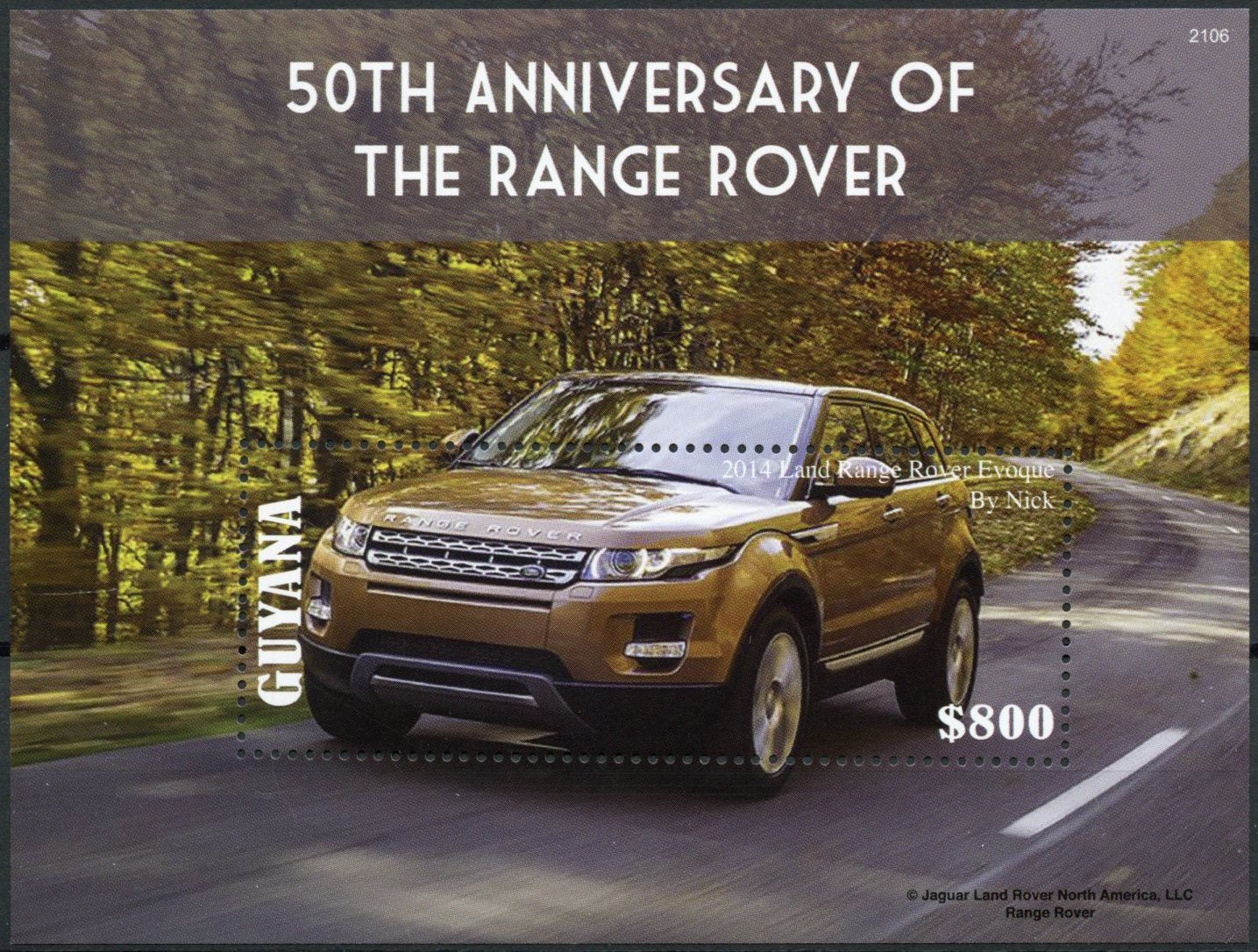 Guyana 2021 MNH Cars Stamps Land Range Rover 50th Anniv 1v S/S