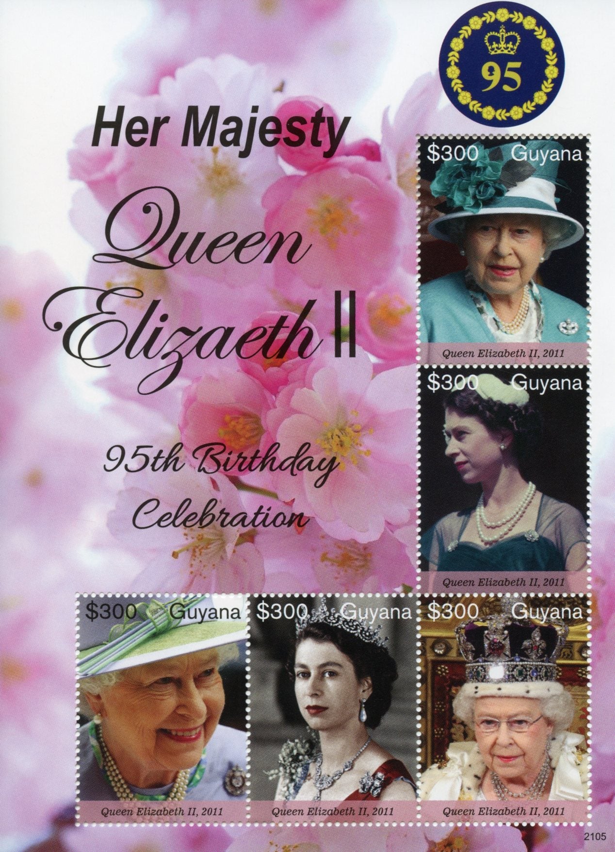 Guyana 2021 MNH Royalty Stamps Queen Elizabeth II 95th Birthday 5v M/S