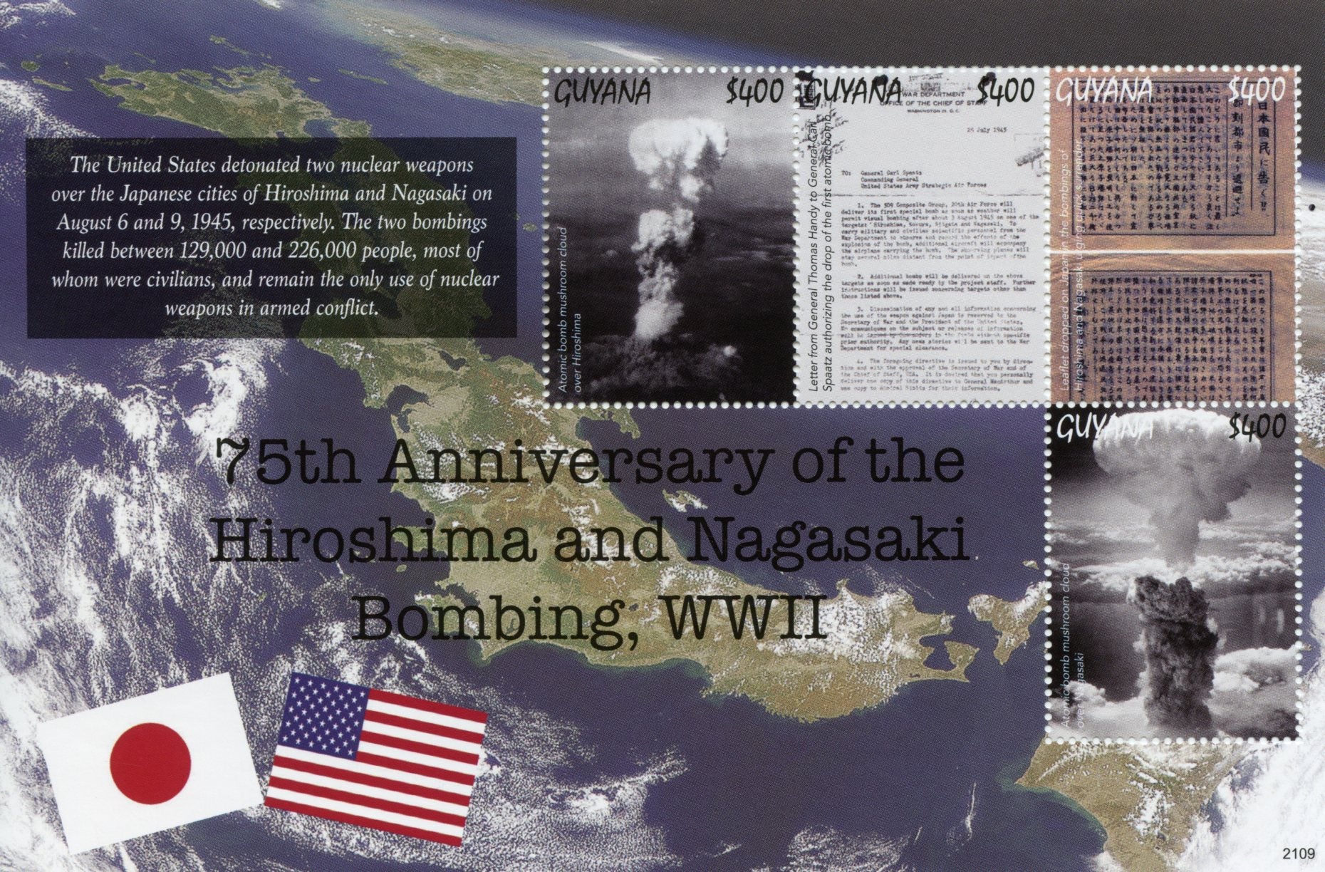 Guyana 2021 MNH Military Stamps WWII WW2 Hiroshima & Nagasaki Bombings 4v M/S
