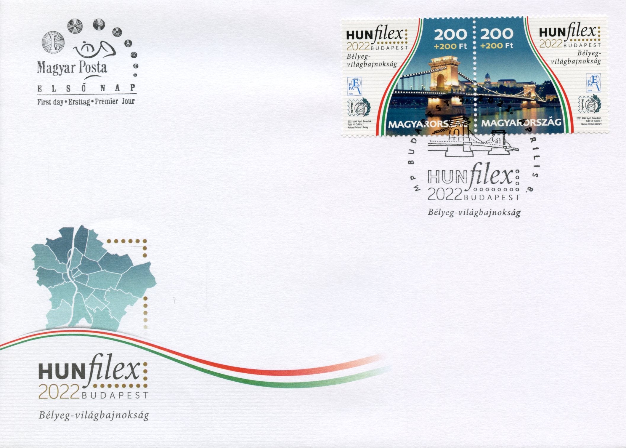 Hungary Bridges Stamps 2021 FDC HUNFILEX Budapest 2022 Stamp Shows Architecture 2v Set