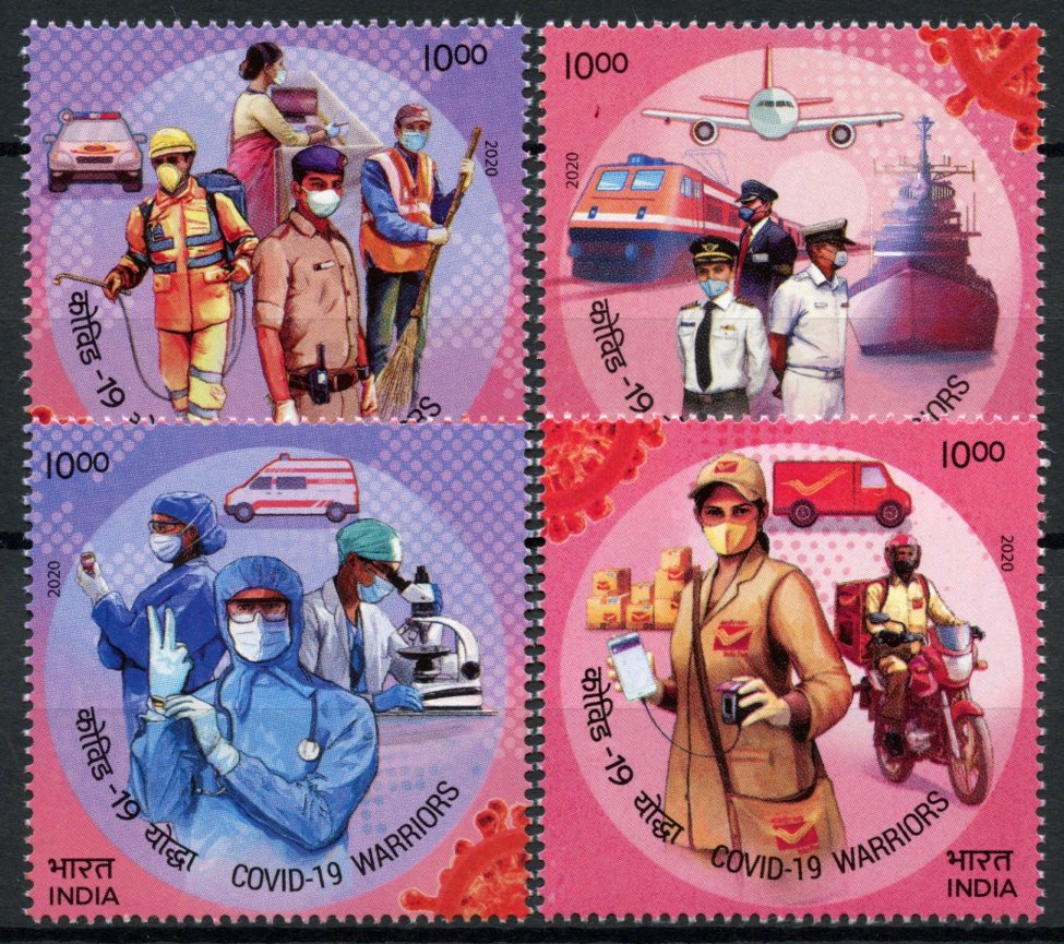 India 2020 MNH Medical Stamps Corona Covid Covid-19 Tribute to Frontline 4v Set