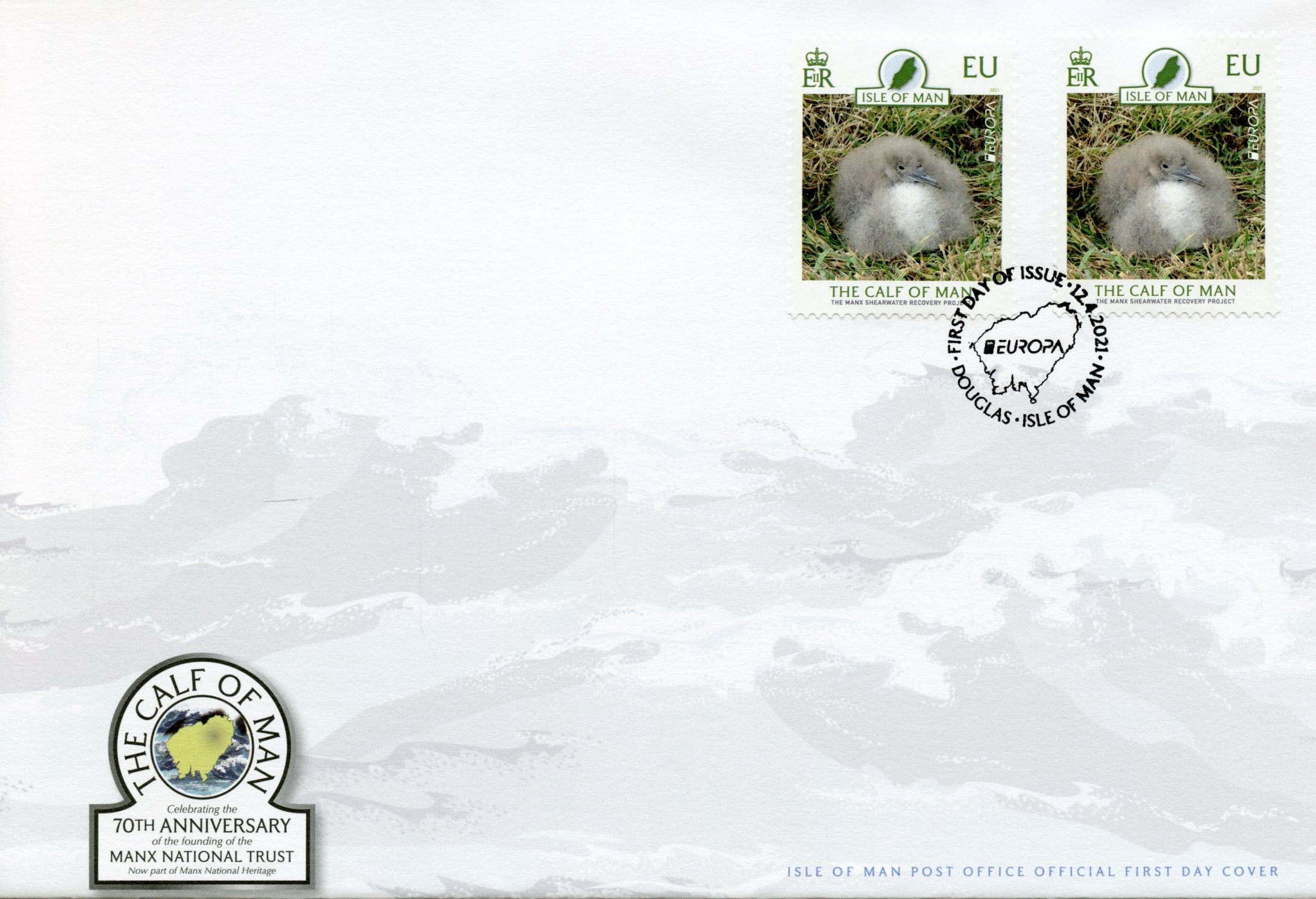 Isle of Man Europa Stamps 2021 FDC Calf of Man Manx Shearwater Birds 2v Set