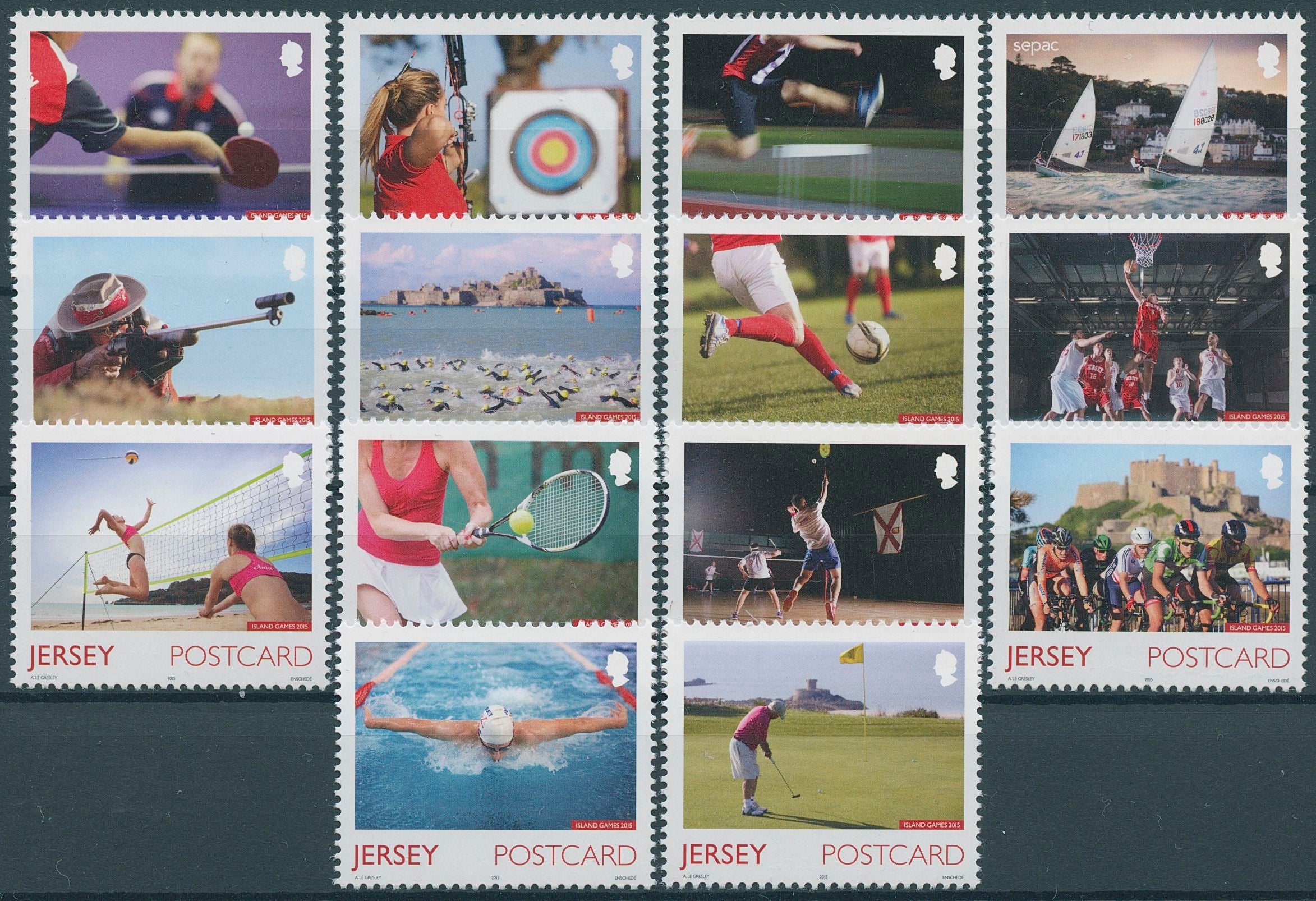 Jersey 2015 MNH Sports Stamps Island Games Table Tennis Football Golf 14v Set