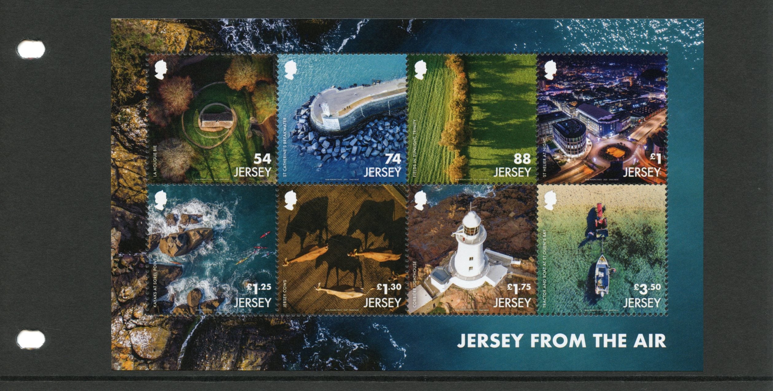 Jersey 2021 MNH Landscapes Stamps From the Air Lighthouses Tourism Cows 8v M/S P/P
