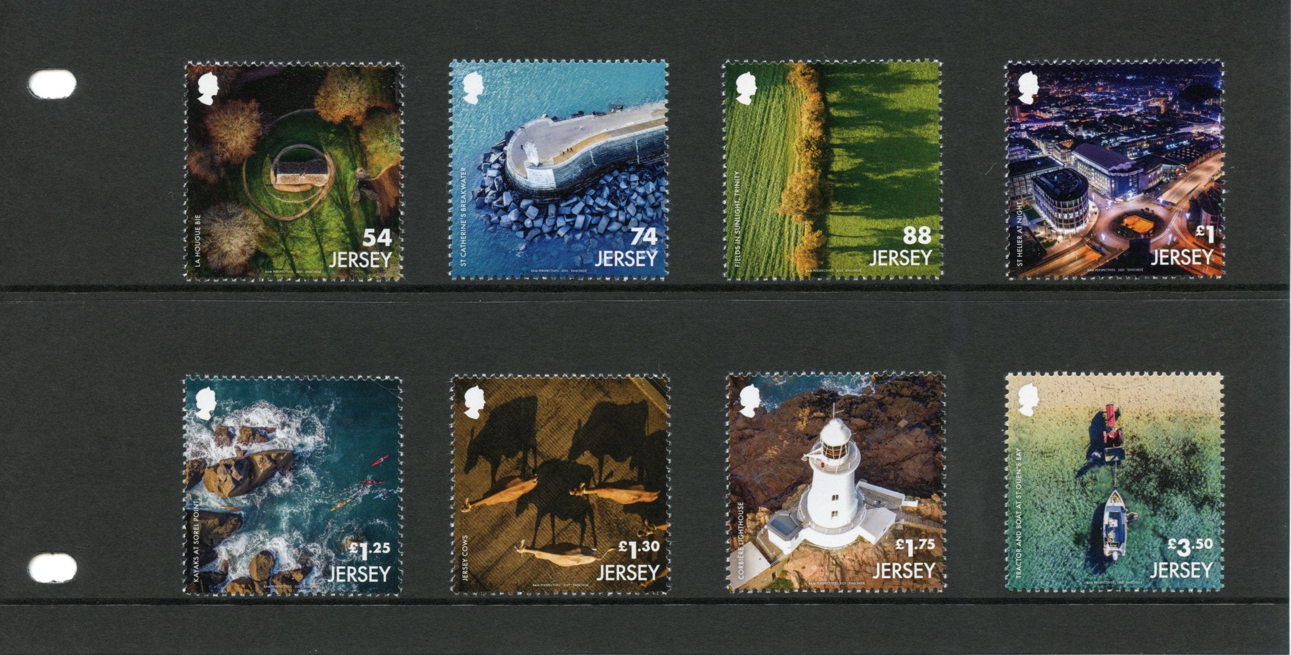 Jersey 2021 MNH Landscapes Stamps From the Air Lighthouses Tourism Cows 8v Set P/P