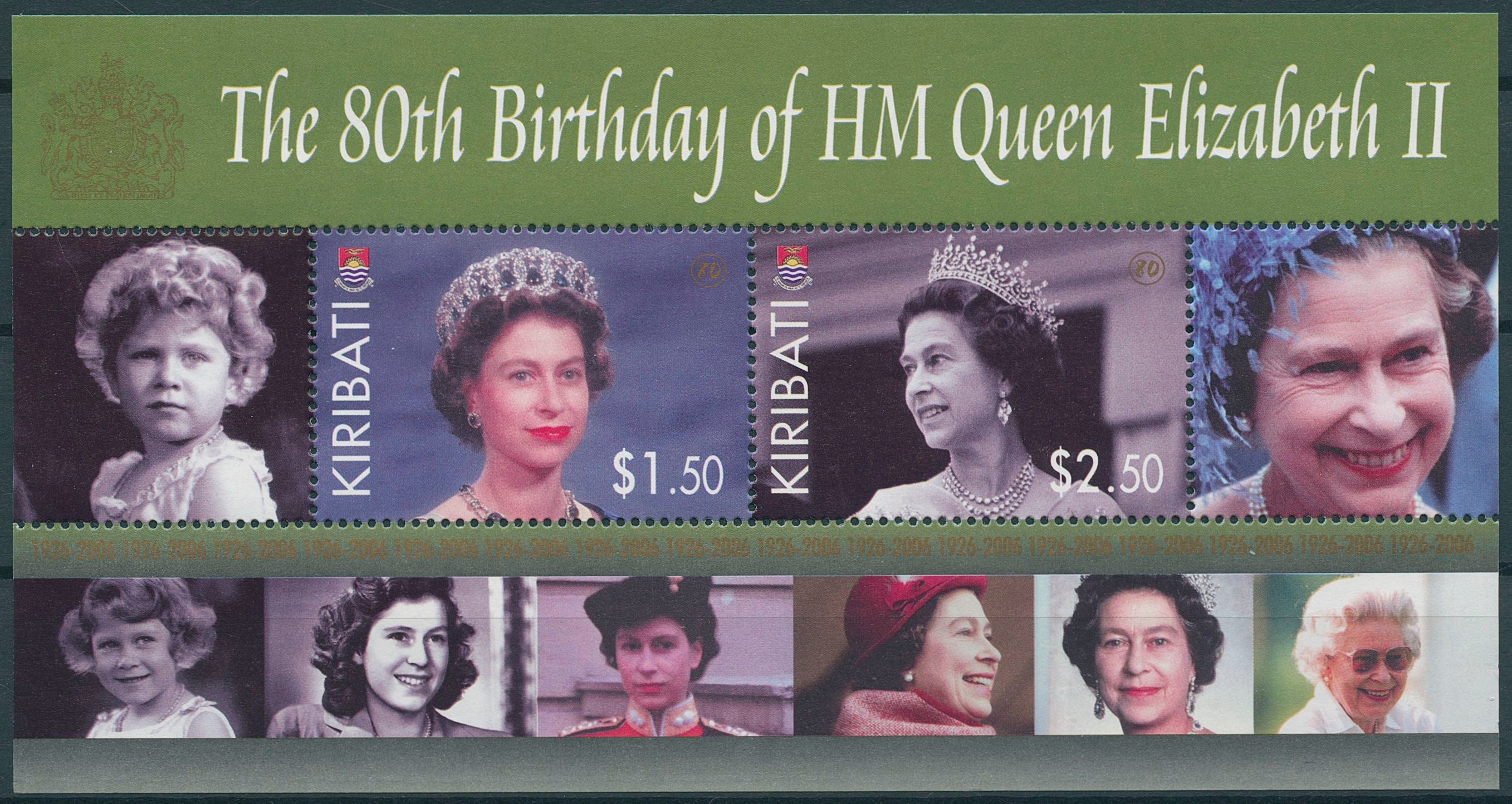 Kiribati 2006 MNH Royalty Stamps Queen Elizabeth II 80th Birthday 2v M/S