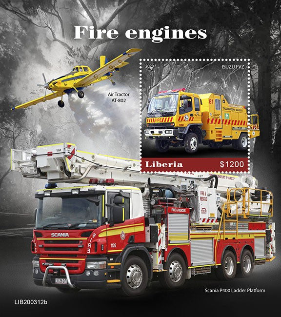 Liberia 2020 MNH Fire Engines Stamps Isuzu Scania Special Transport 1v S/S