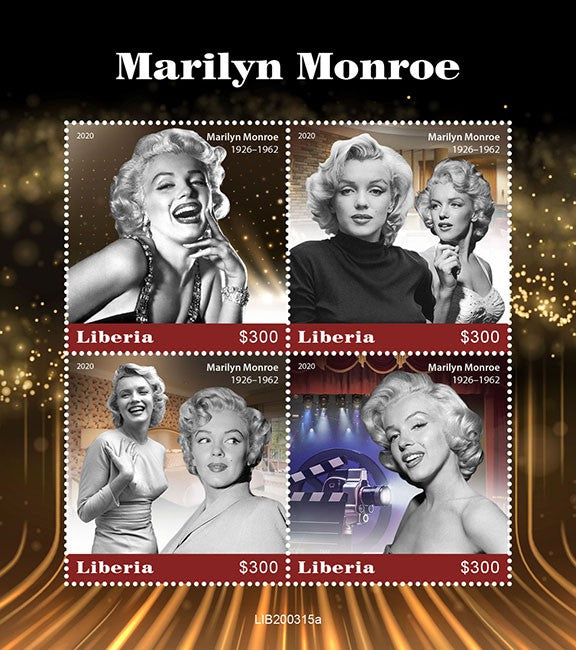 Liberia 2020 MNH Marilyn Monroe Stamps Celebrities Movies Film Actresses 4v M/S