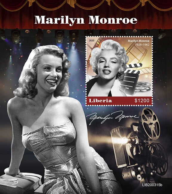 Liberia 2020 MNH Marilyn Monroe Stamps Celebrities Movies Film Actresses 1v S/S