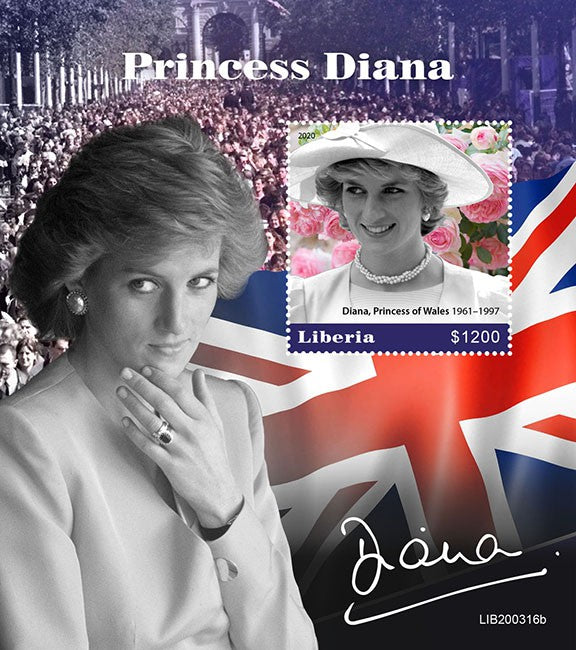 Liberia 2020 MNH Royalty Stamps Princess Diana Prince William 1v S/S