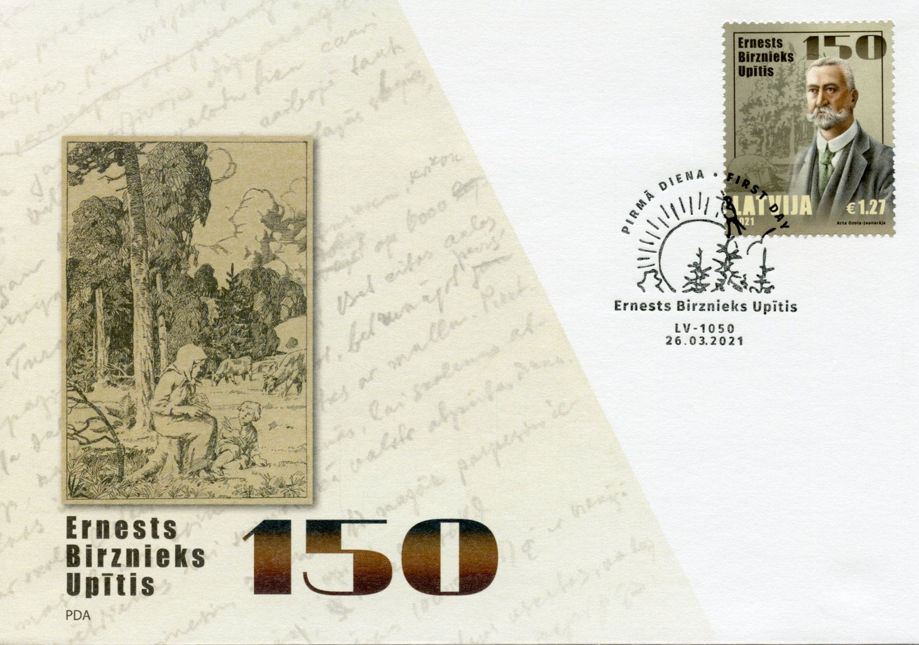 Latvia Writers Stamps 2021 FDC Ernests Birnieks-Upitis Literature People 1v Set