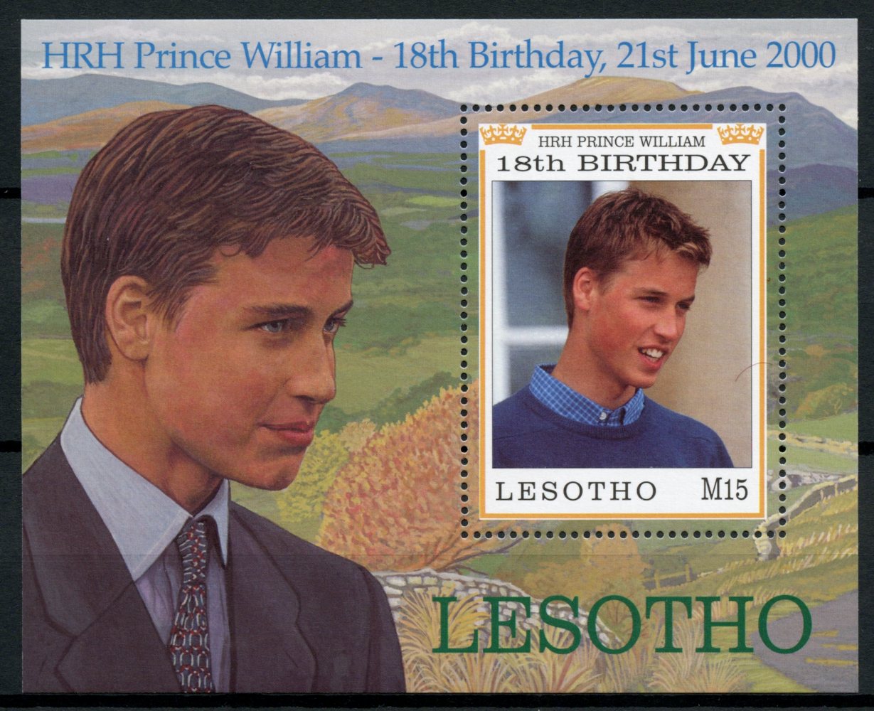 Lesotho 2000 MNH Prince William 18th Birthday 1v S/S Royalty