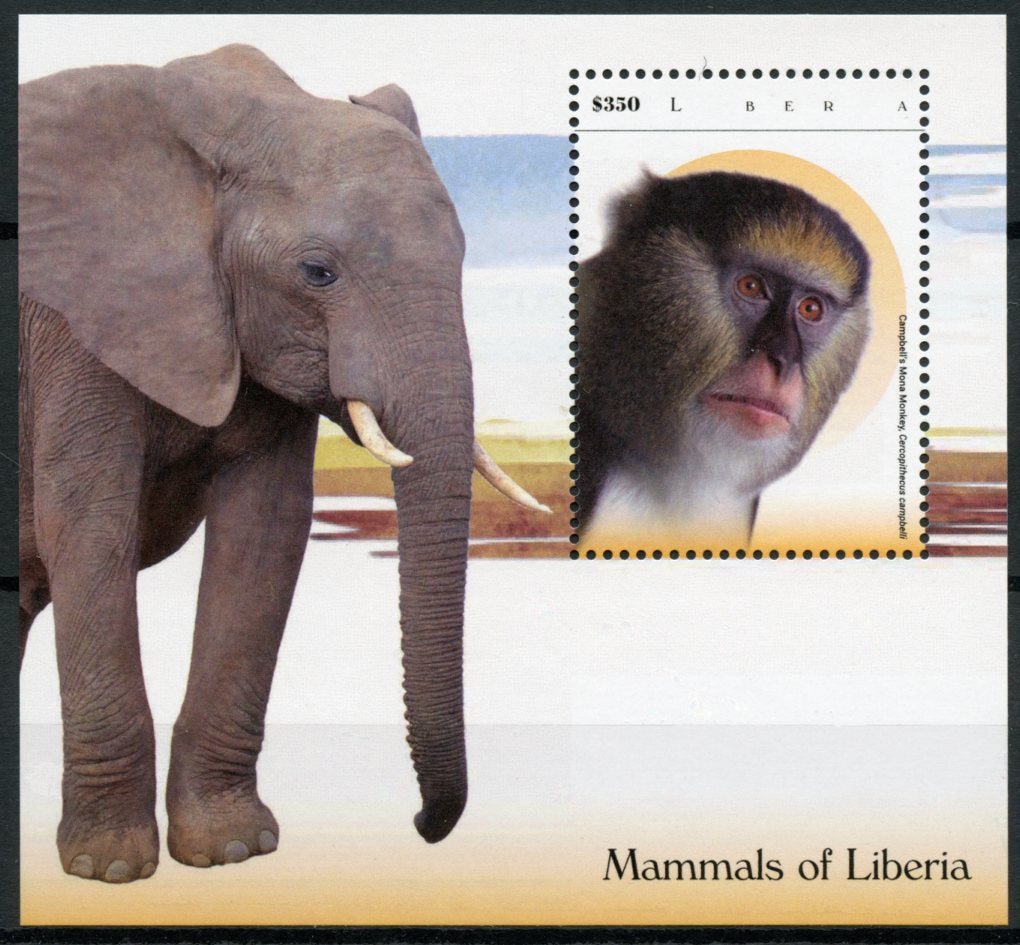 Liberia 2015 MNH Mammals of Liberia 1v S/S I Elephants Mona Monkeys