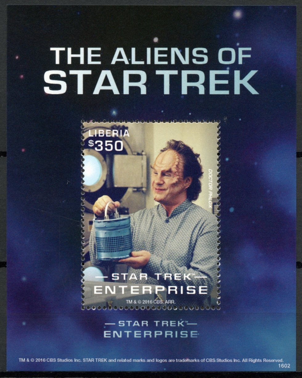Liberia 2016 MNH Star Trek Stamps Aliens Enterprise Doctor Phlox 1v S/S
