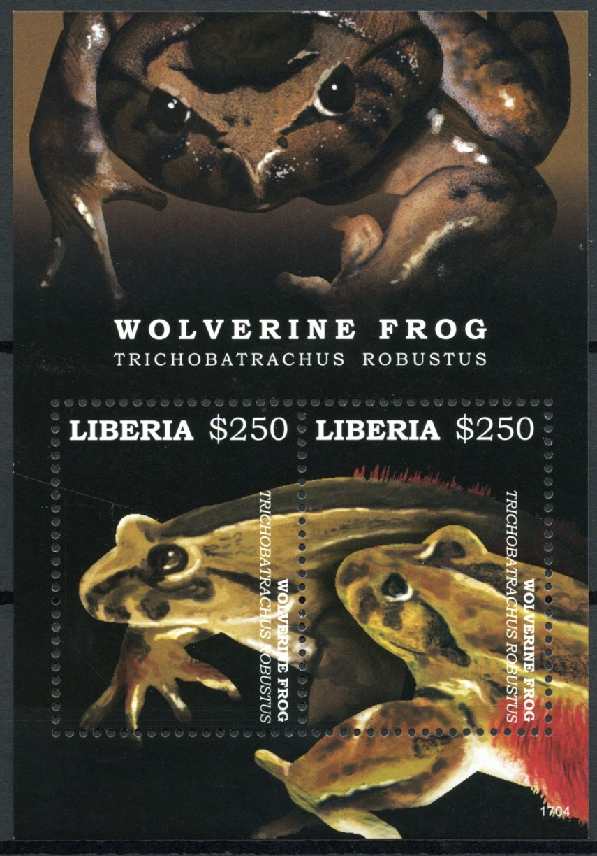 Liberia 2017 MNH Wolverine Frog 2v S/S Amphibians Frogs Stamps