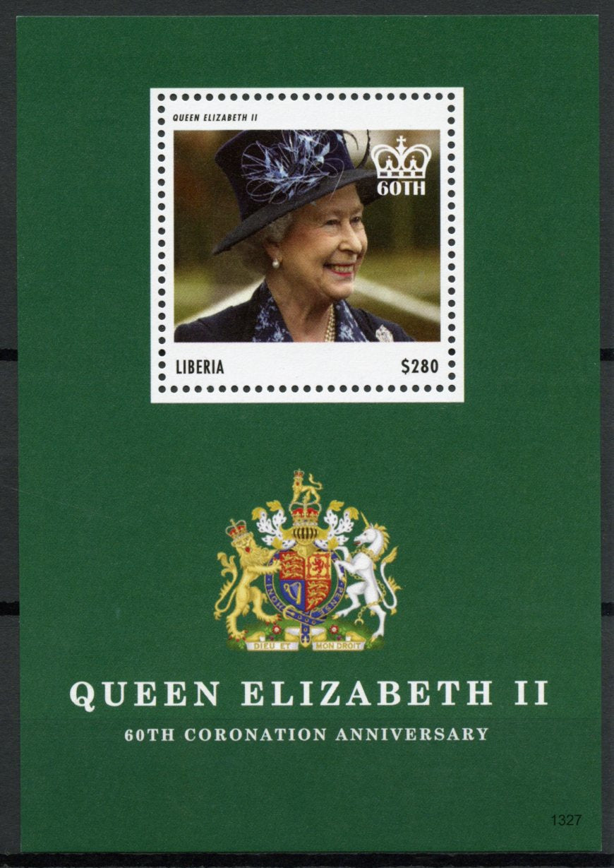 Liberia 2013 MNH Coronation Queen Elizabeth II 60th Anniv 1v S/S Royalty Stamps