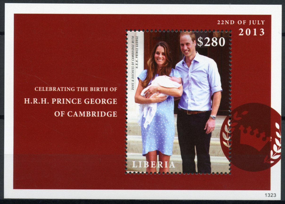 Liberia 2013 MNH Birth Prince George Royal Baby 1v S/S William Kate Stamps