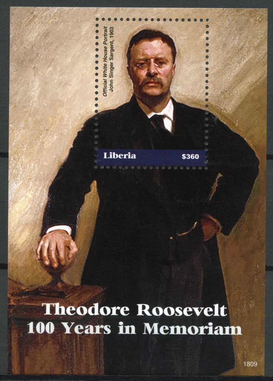 Liberia 2018 MNH US Presidents Stamps Theodore Roosevelt Singer Sargent 1v S/S