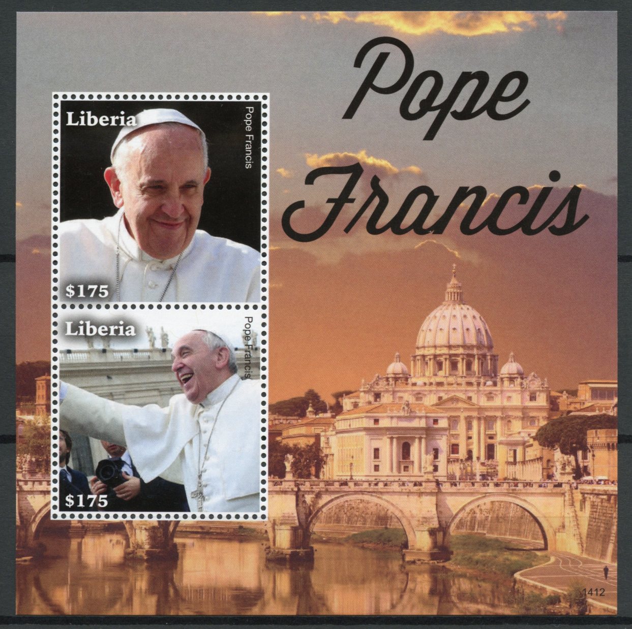 Liberia 2014 MNH Pope Francis 2v S/S II Religion Popes Roman Catholic