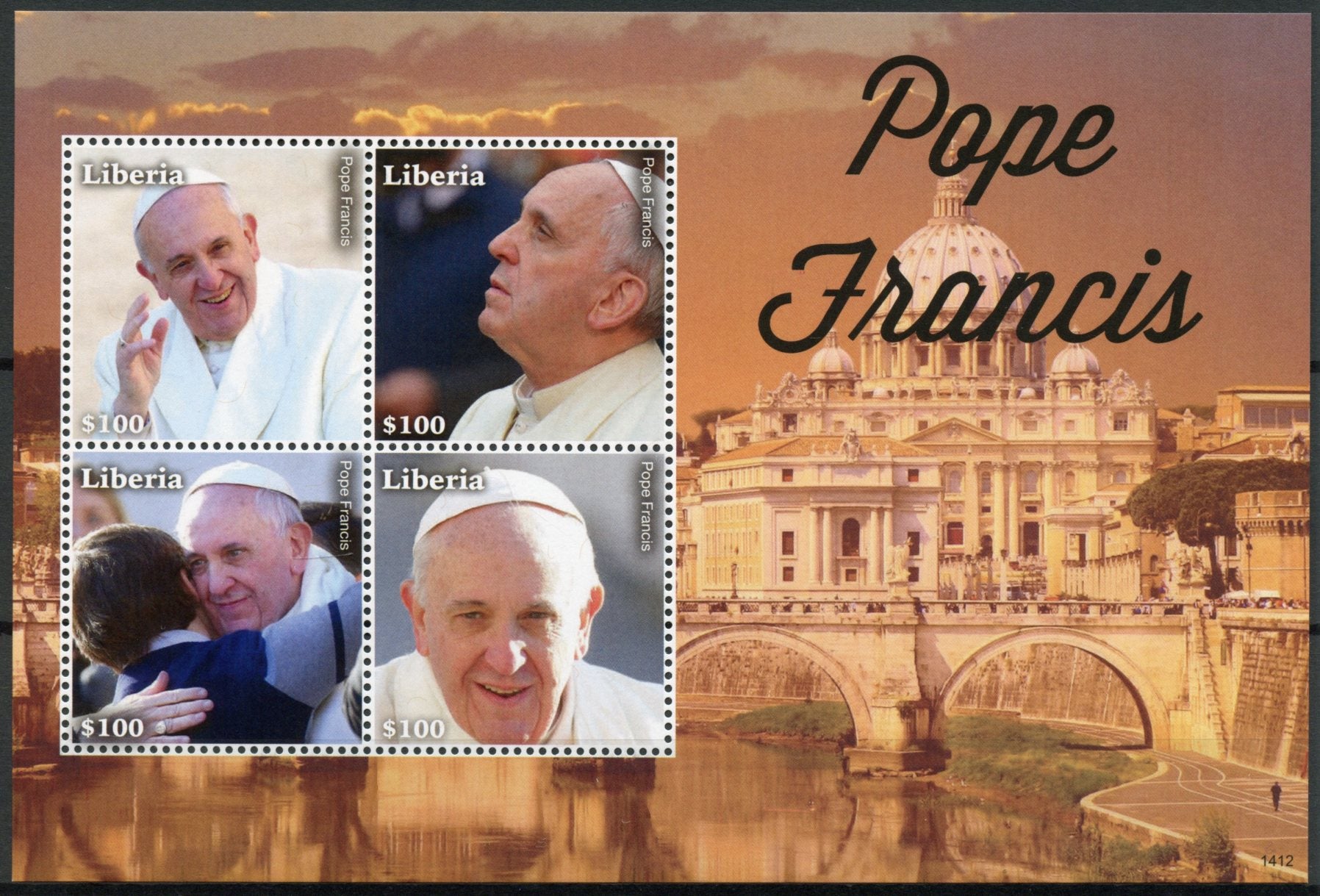 Liberia 2014 MNH Pope Francis 4v M/S II Roman Catholic Religion Popes Stamps