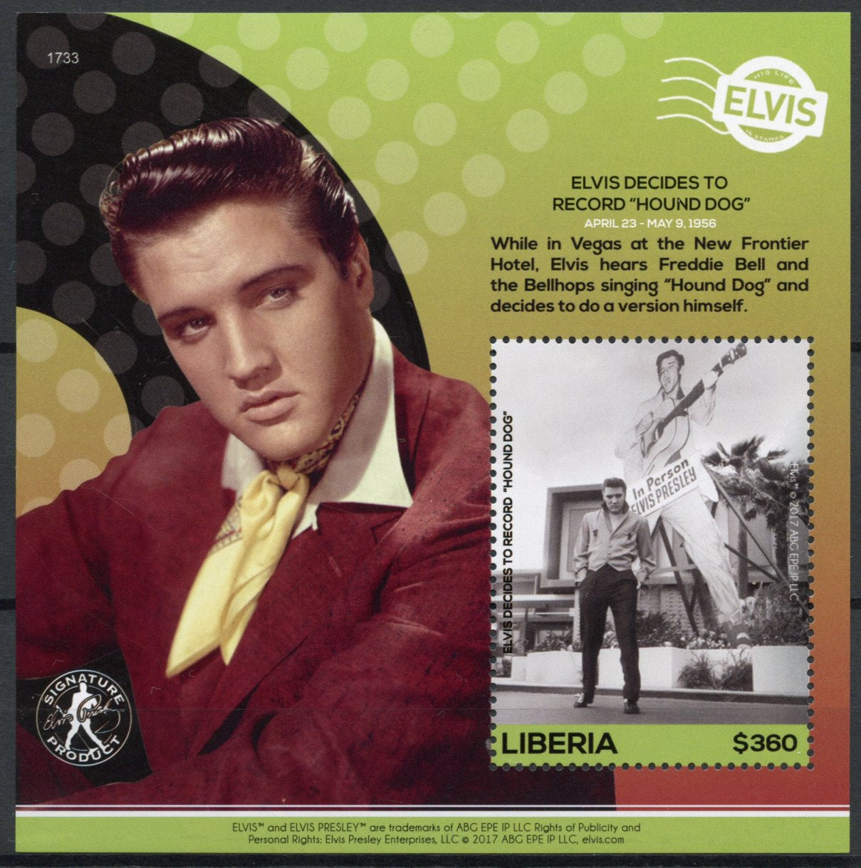 Liberia 2017 MNH Elvis Presley His Life in Stamps Hound Dog Record 1v S/S III