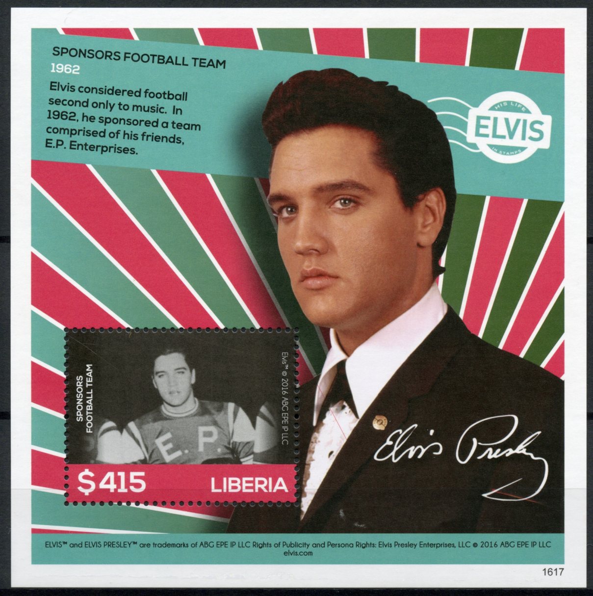 Liberia 2016 MNH Elvis Presley His Life in Stamps Football 1v S/S I Celebrities