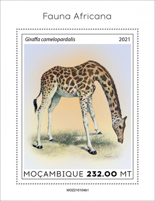 Mozambique 2021 MNH Wild Animals Stamps African Fauna Giraffes 1v S/S I
