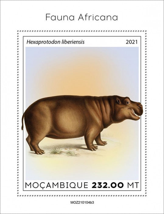Mozambique 2021 MNH Wild Animals Stamps African Fauna Hippos 1v S/S III