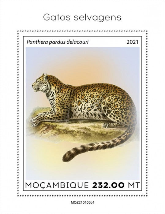 Mozambique 2021 MNH Wild Animals Stamps Wild Cats Leopards 1v S/S I