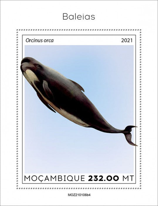 Mozambique 2021 MNH Marine Animals Stamps Whales Killer Whale Orcas 1v S/S IV