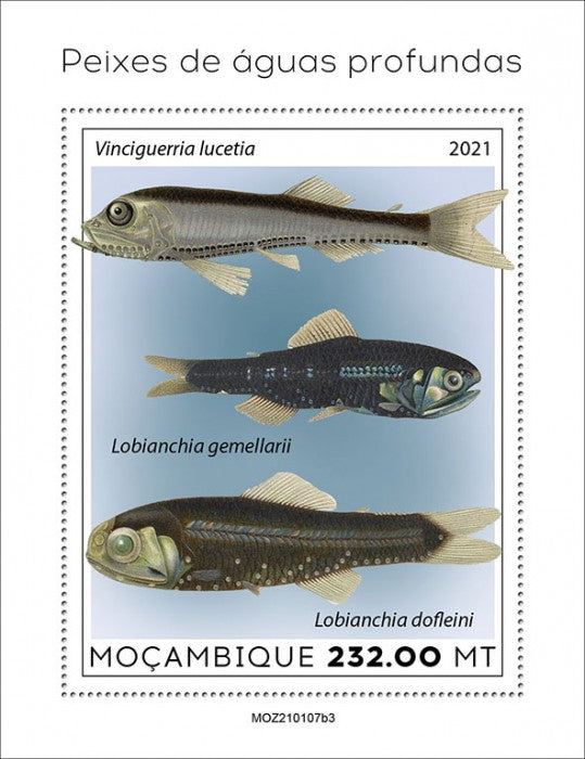 Mozambique 2021 MNH Fish Stamps Deep Sea Fishes Marine 1v S/S III