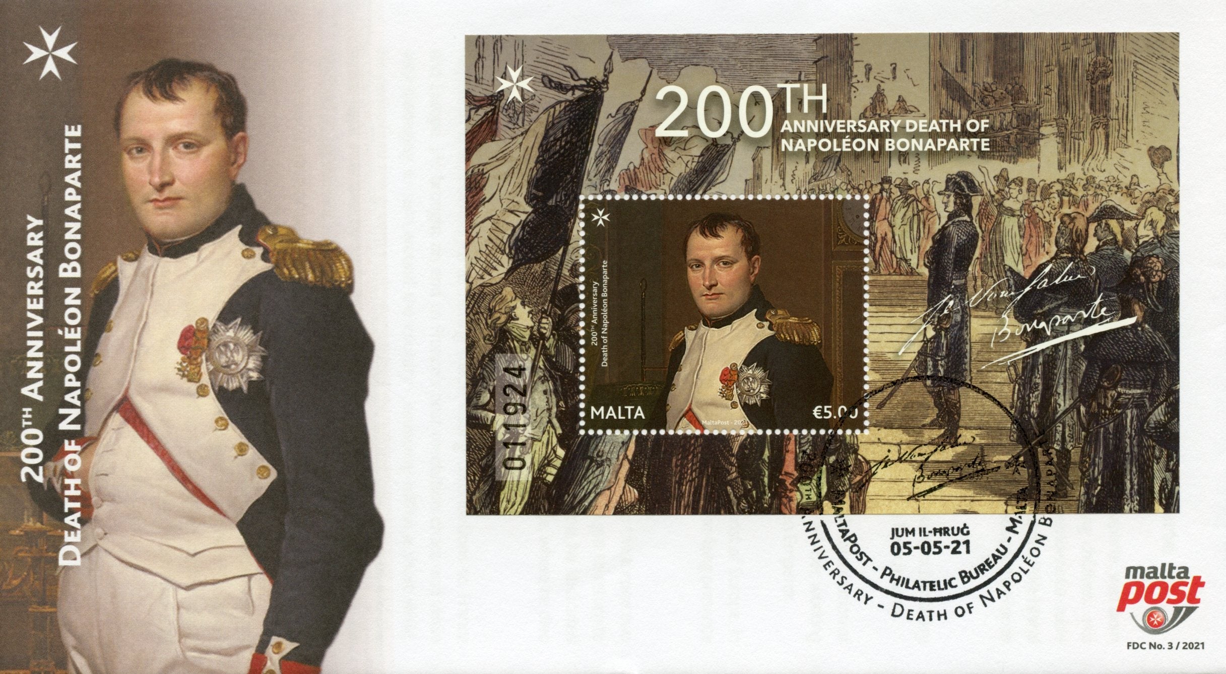 Malta People Stamps 2021 FDC Death of Napoleon Bonaparte Historical Figures 1v M/S