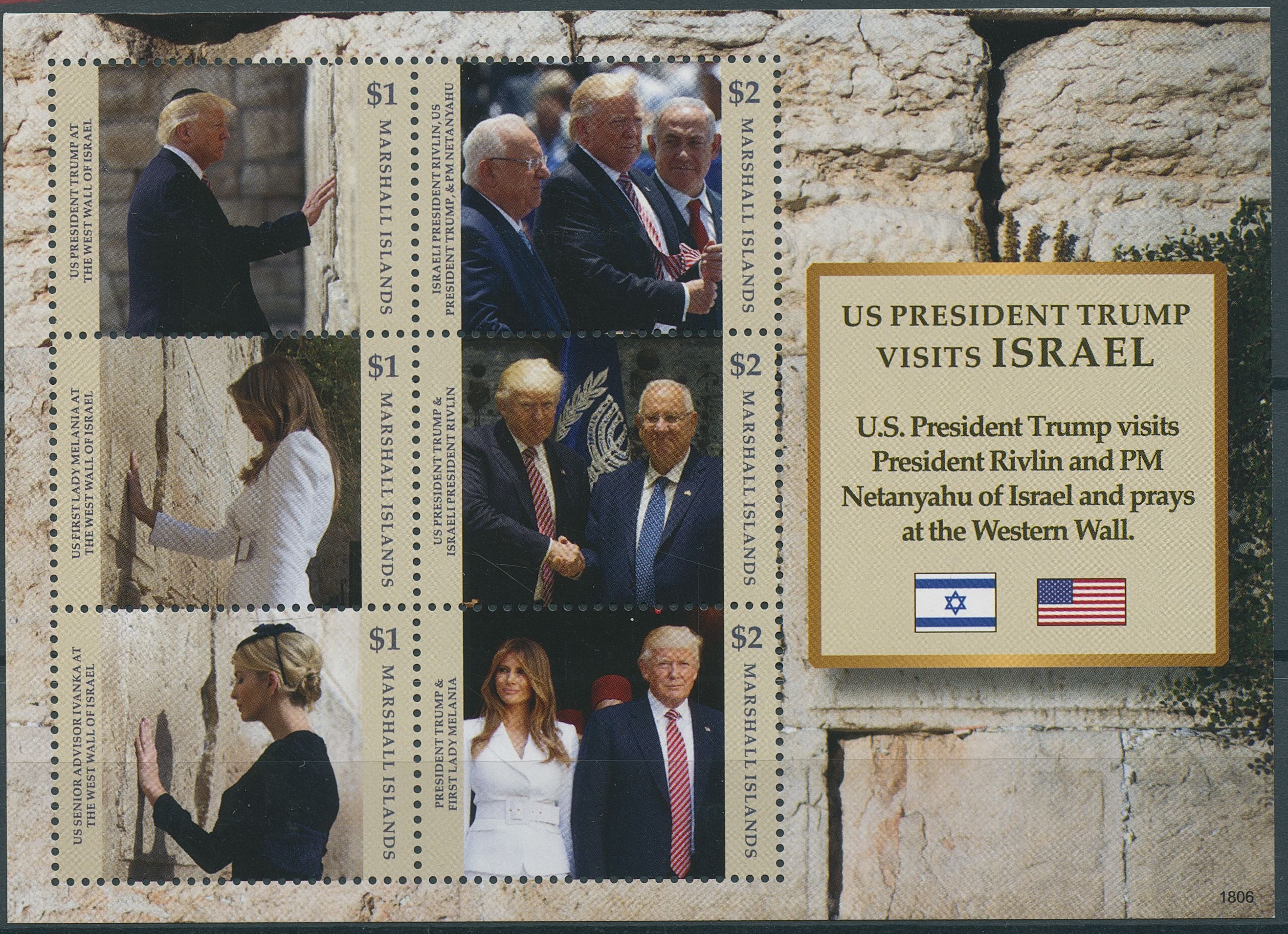 Marshall Islands 2018 MNH Donald Trump Stamps Visits Israel Netanyahu 6v M/S