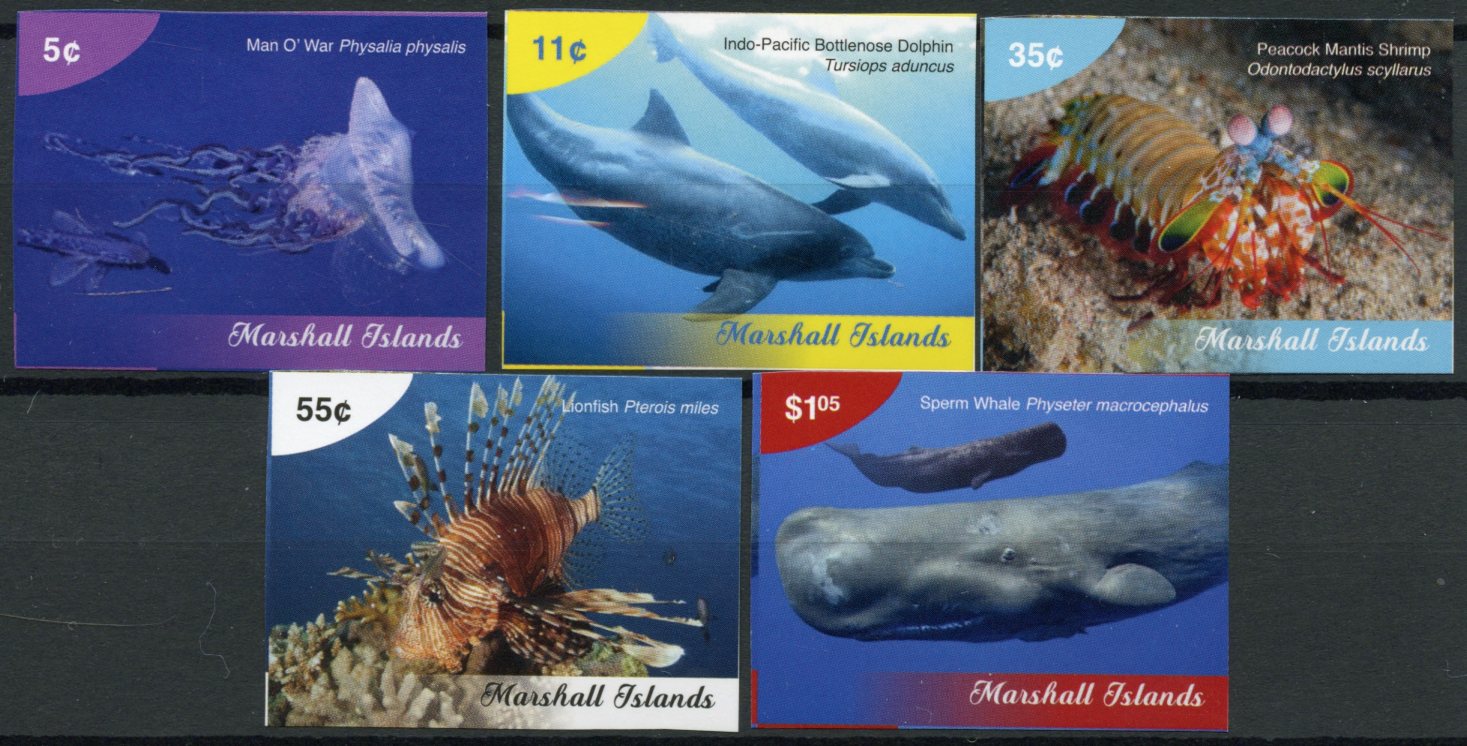 Marshall Islands Fish Stamps 2019 MNH Marine Life Definitives Whales 5v Set