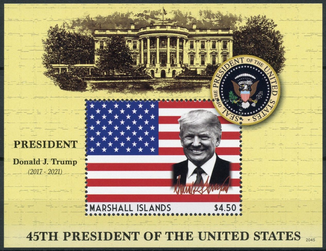 Marshall Islands Donald Trump Stamps 2020 MNH 45th US Presidents People 1v Small S/S