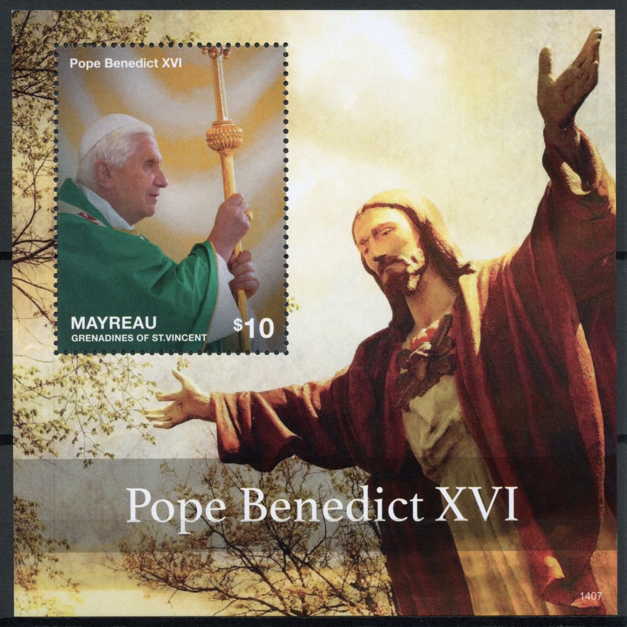 Mayreau Grenadines St Vincent 2014 MNH Pope Benedict XVI 1v S/S I Popes Catholic