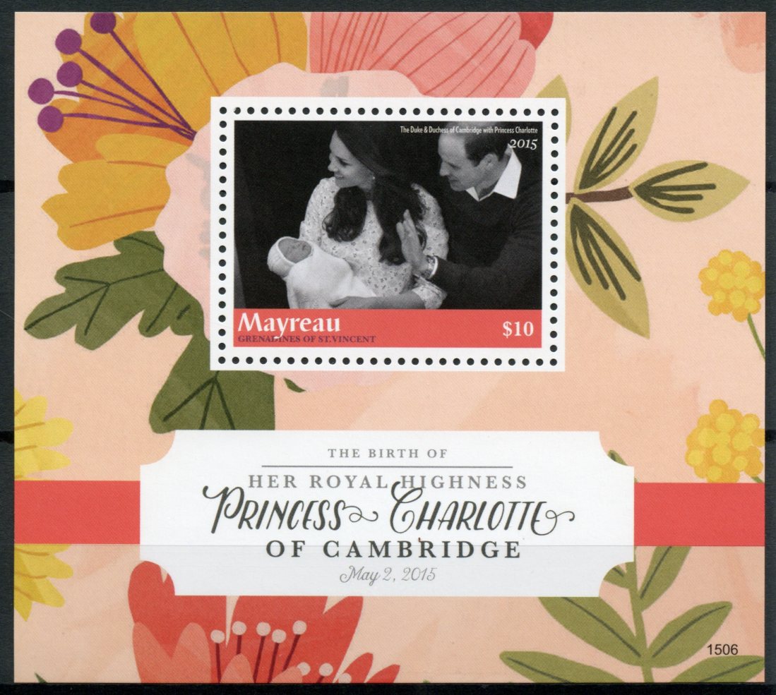 Mayreau Gren St Vincent Stamps 2015 MNH Princess Charlotte Royal Baby 1v S/S