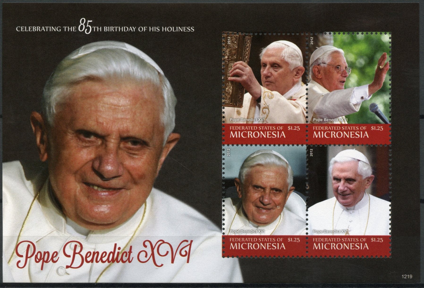 Micronesia 2012 MNH Pope Benedict XVI 85th Birthday His Holiness 4v M/S II