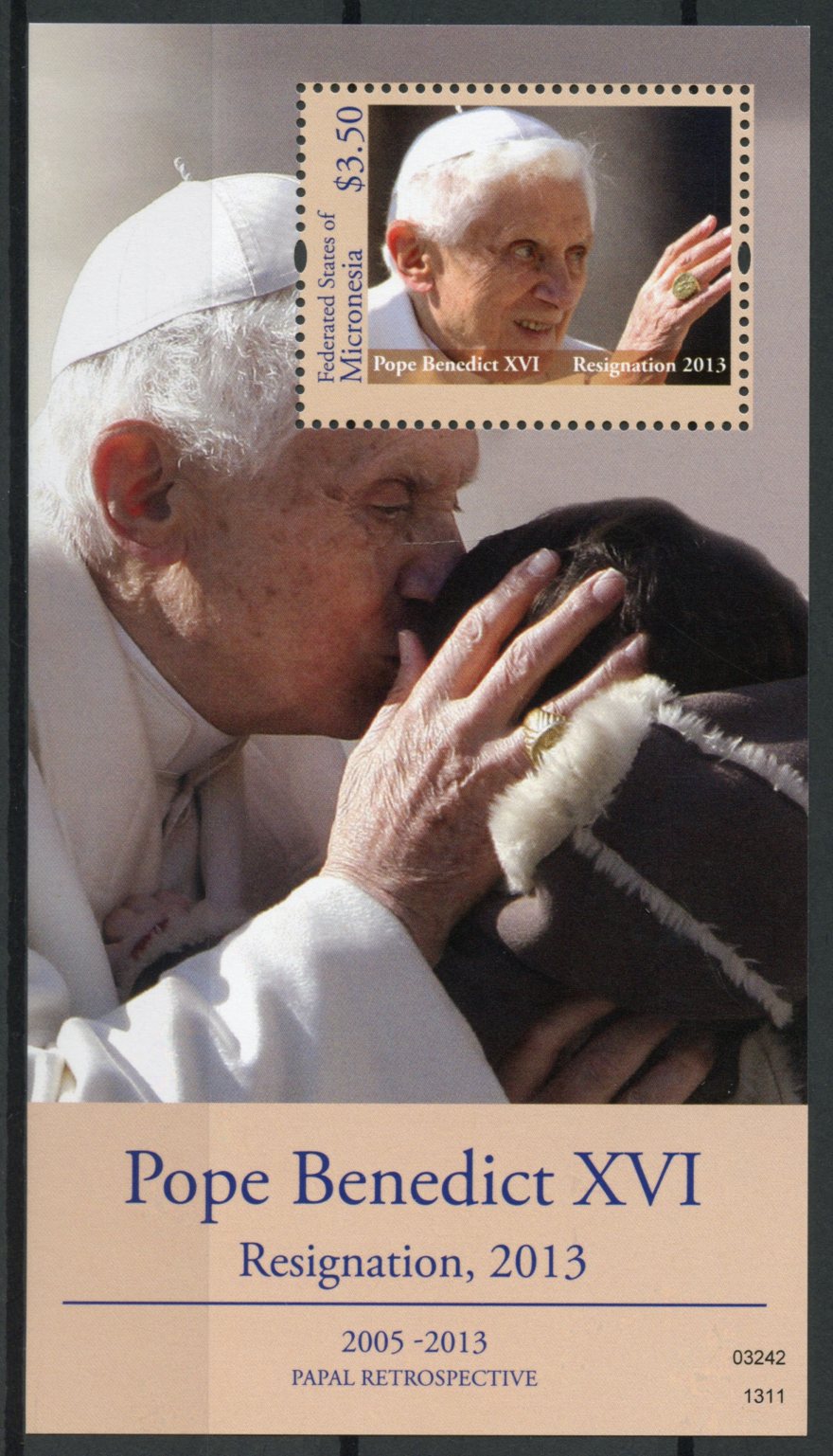 Micronesia 2013 MNH Papal Retrospective Pope Benedict XVI Resignation II 1v S/S