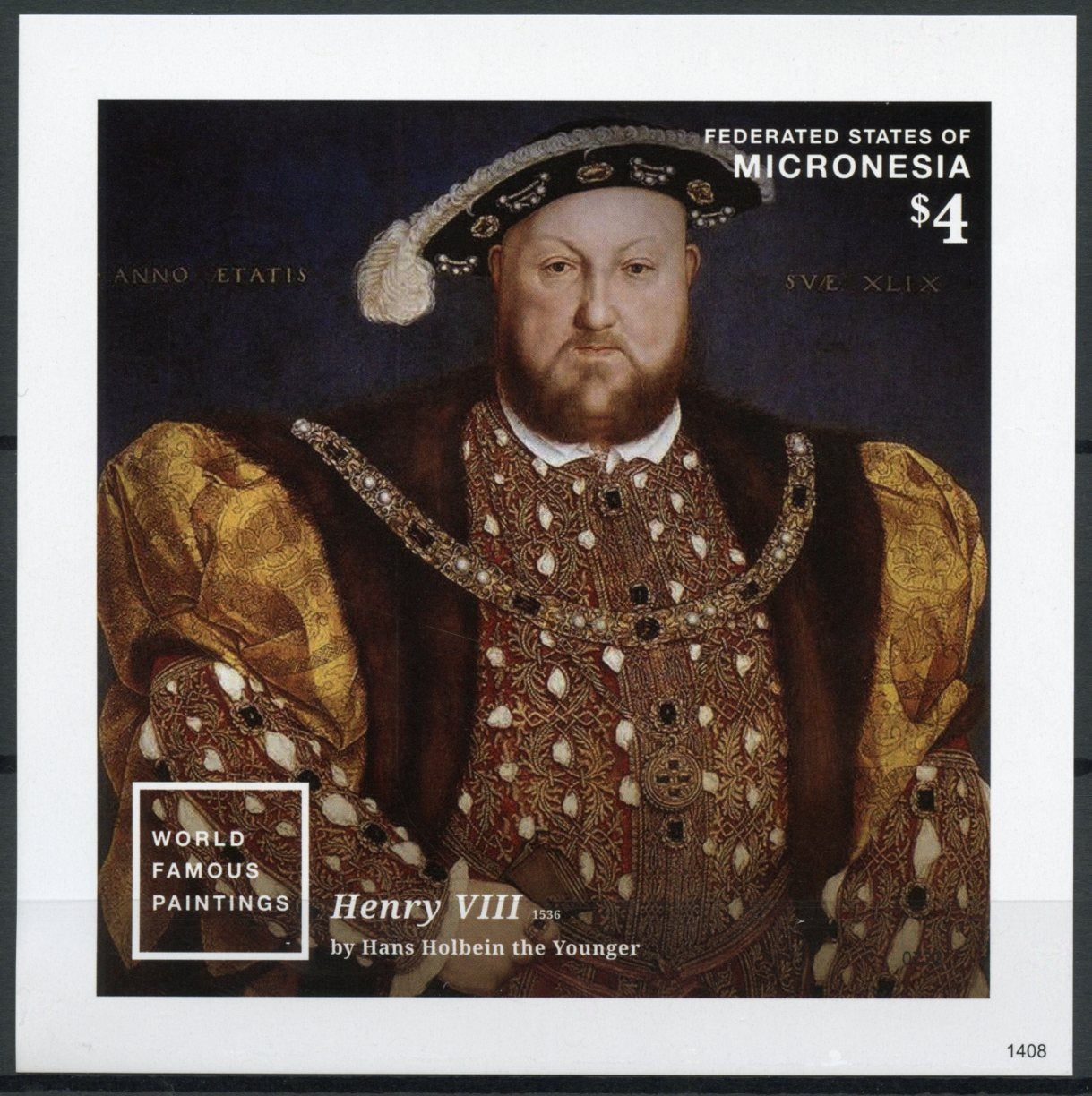 Micronesia 2014 MNH World Famous Paintings 1v Imperf S/S Henry VIII Hans Holbein