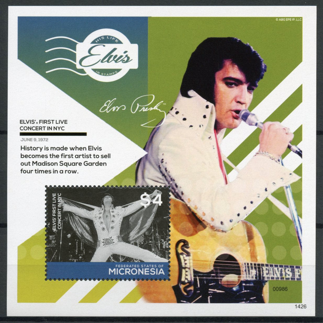 Micronesia 2014 MNH Elvis Presley First Live Concert in NYC 1v S/S II